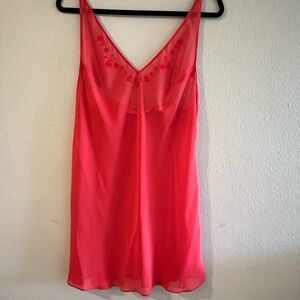 Vintage Victorias Secret Red Sheer Slip